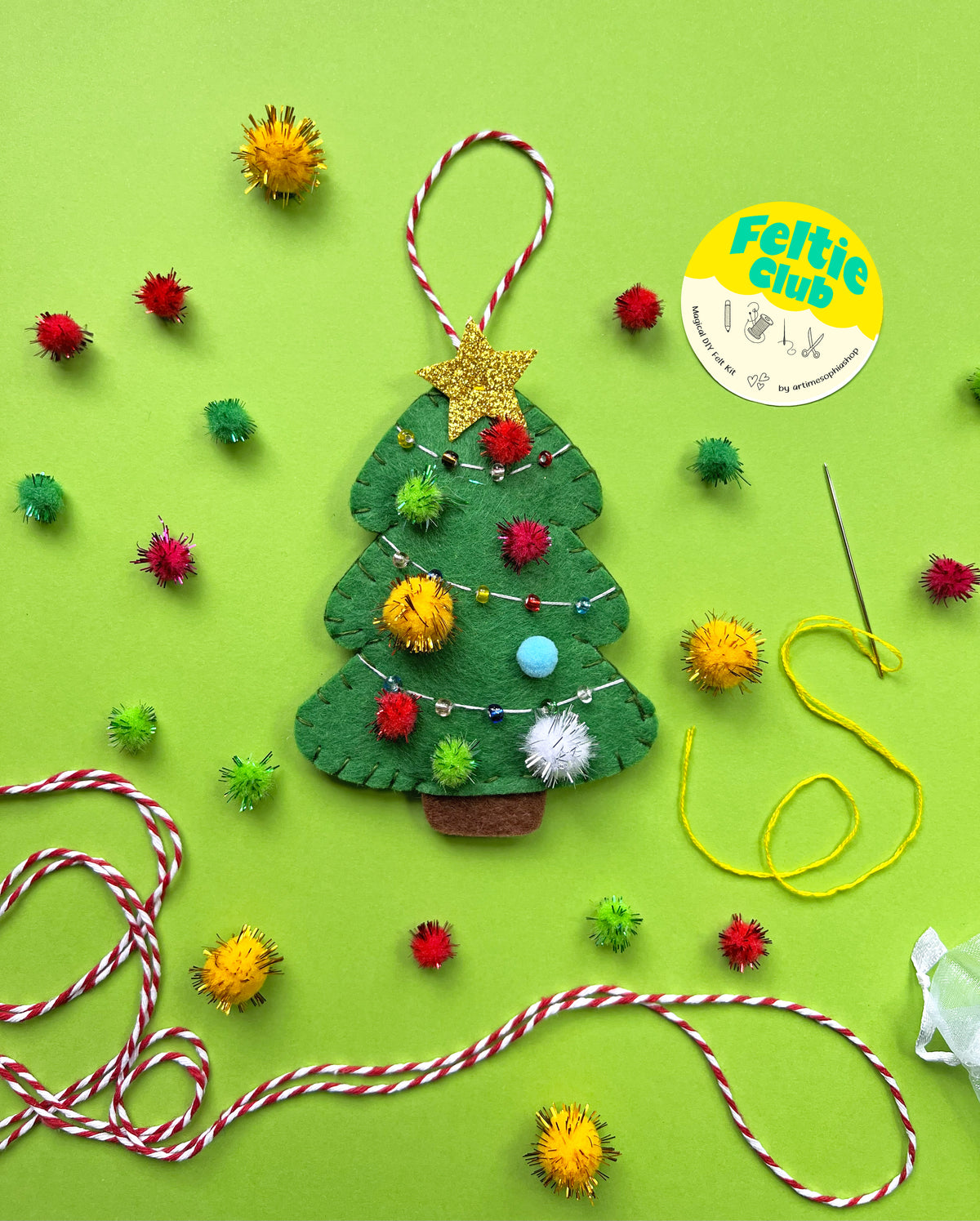 A magical DIY felt kit to craft your own Christmas Tree ornament. Perfect for creative souls and handmade gift lovers!