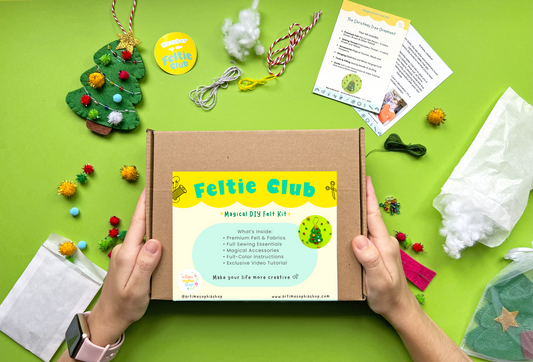 A magical DIY felt kit to craft your own Christmas Tree ornament. Perfect for creative souls and handmade gift lovers!