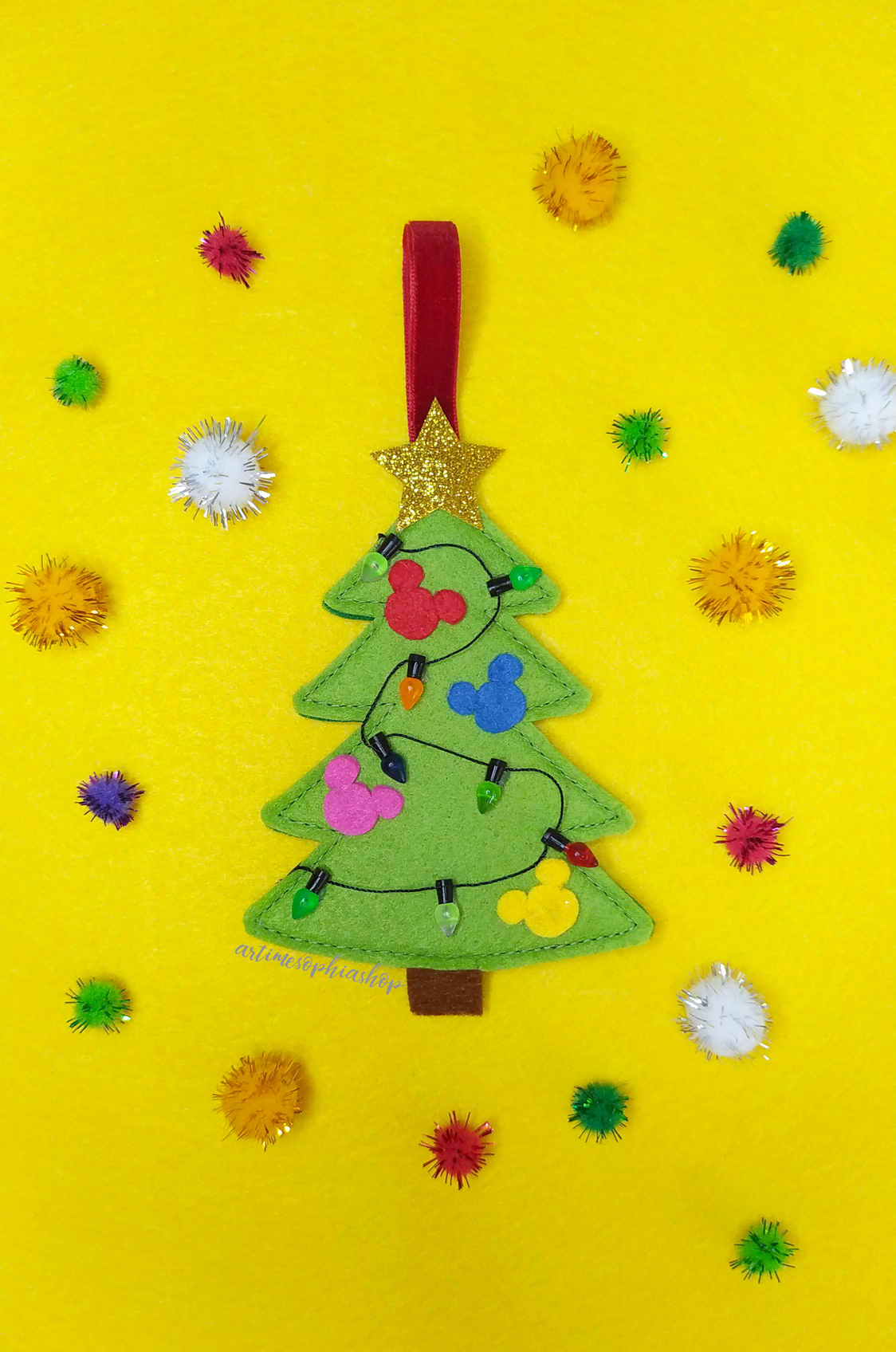 Christmas Tree Lights Felt Festive Ornament