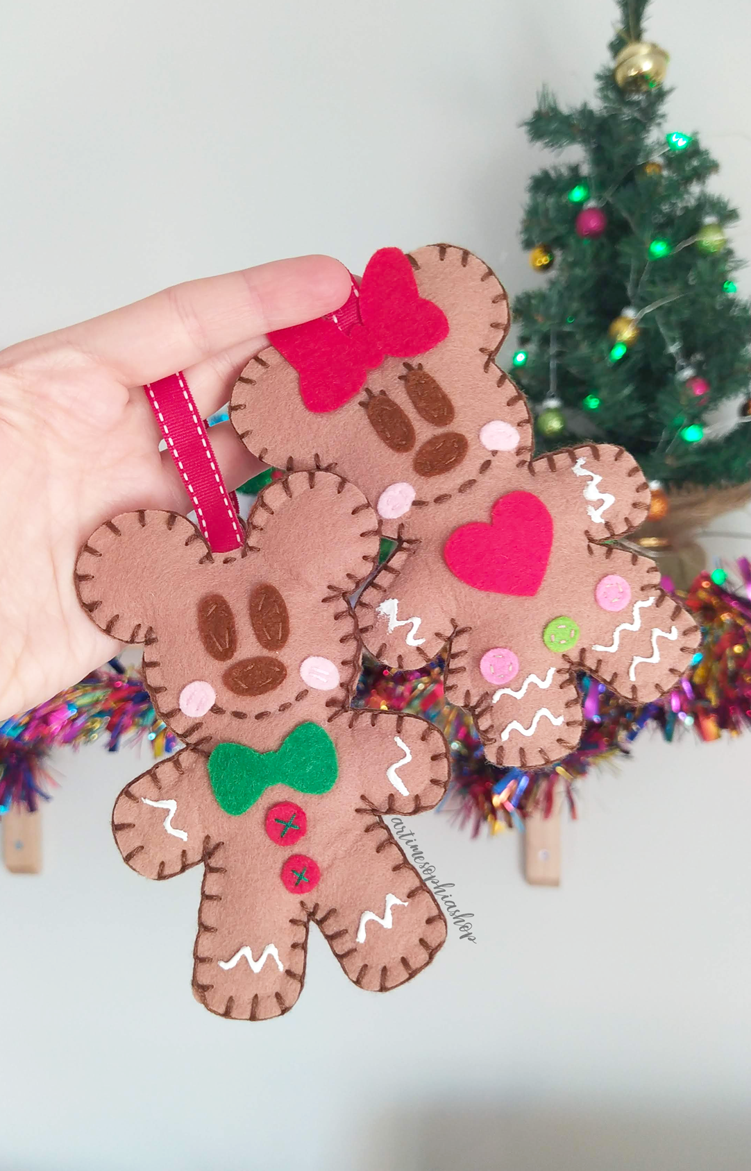 Mickey & Minnie, Chip & Dale Gingerbread keychain or Ornament Christmas