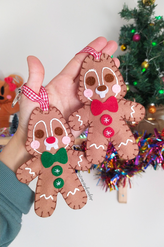 Mickey & Minnie, Chip & Dale Gingerbread keychain or Ornament Christmas