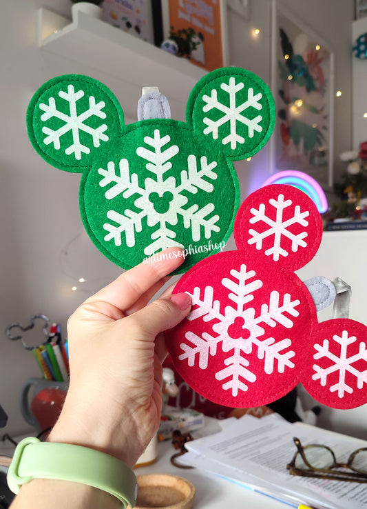 Felt Mickey Glitter Snowflake Hanging Bubble light Ornament