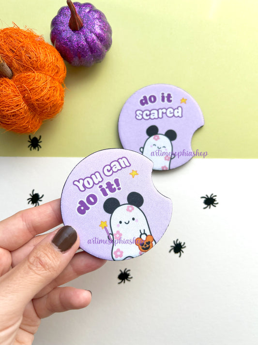 You can do it! Do it scared! – Car Coasters (Set of 2)