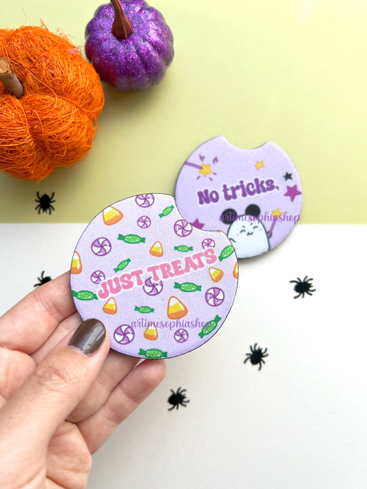 No tricks, Just treats – Car Coasters (Set of 2)