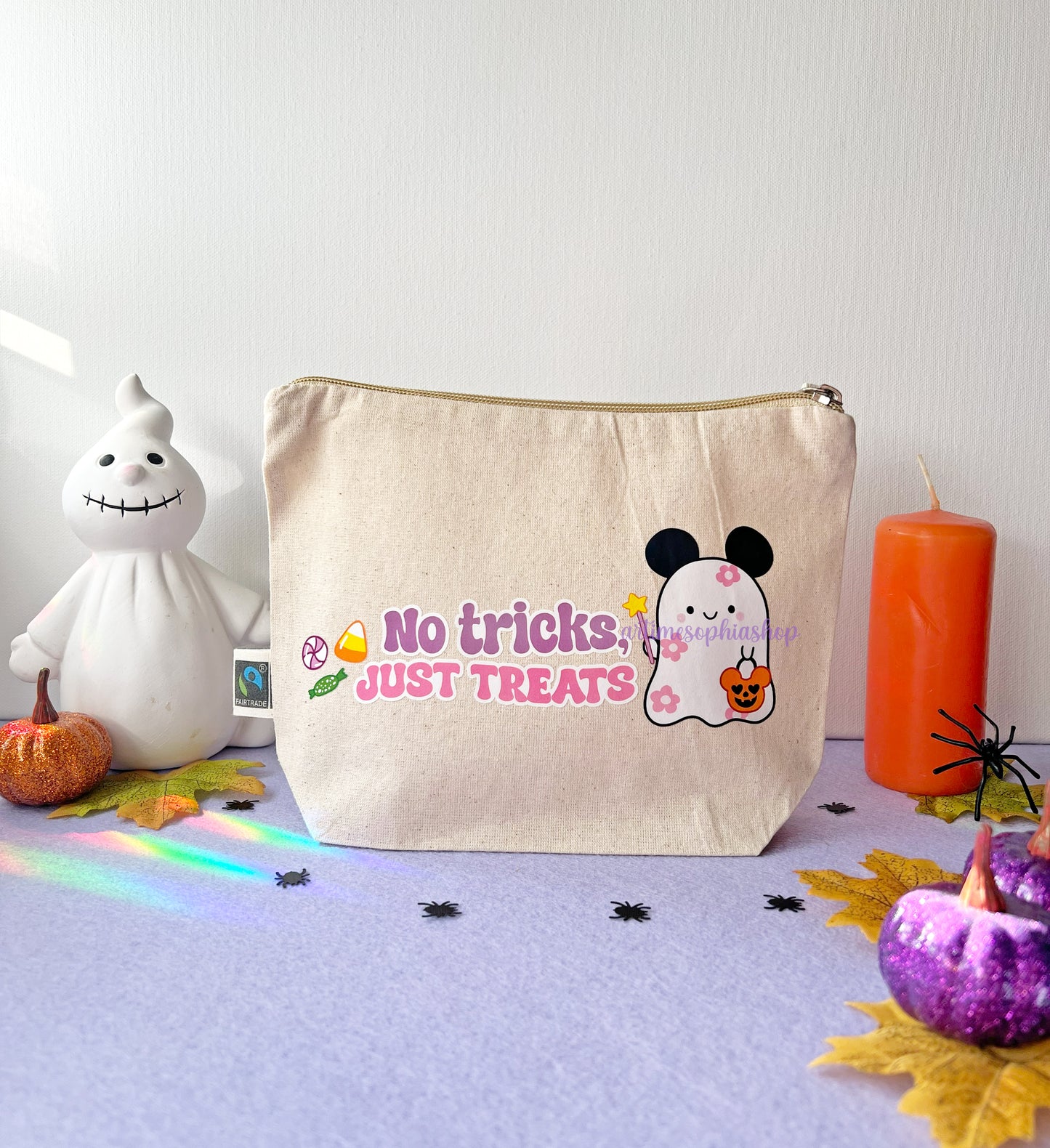 No tricks, Just treats Pouch – Halloween Bookish Bag