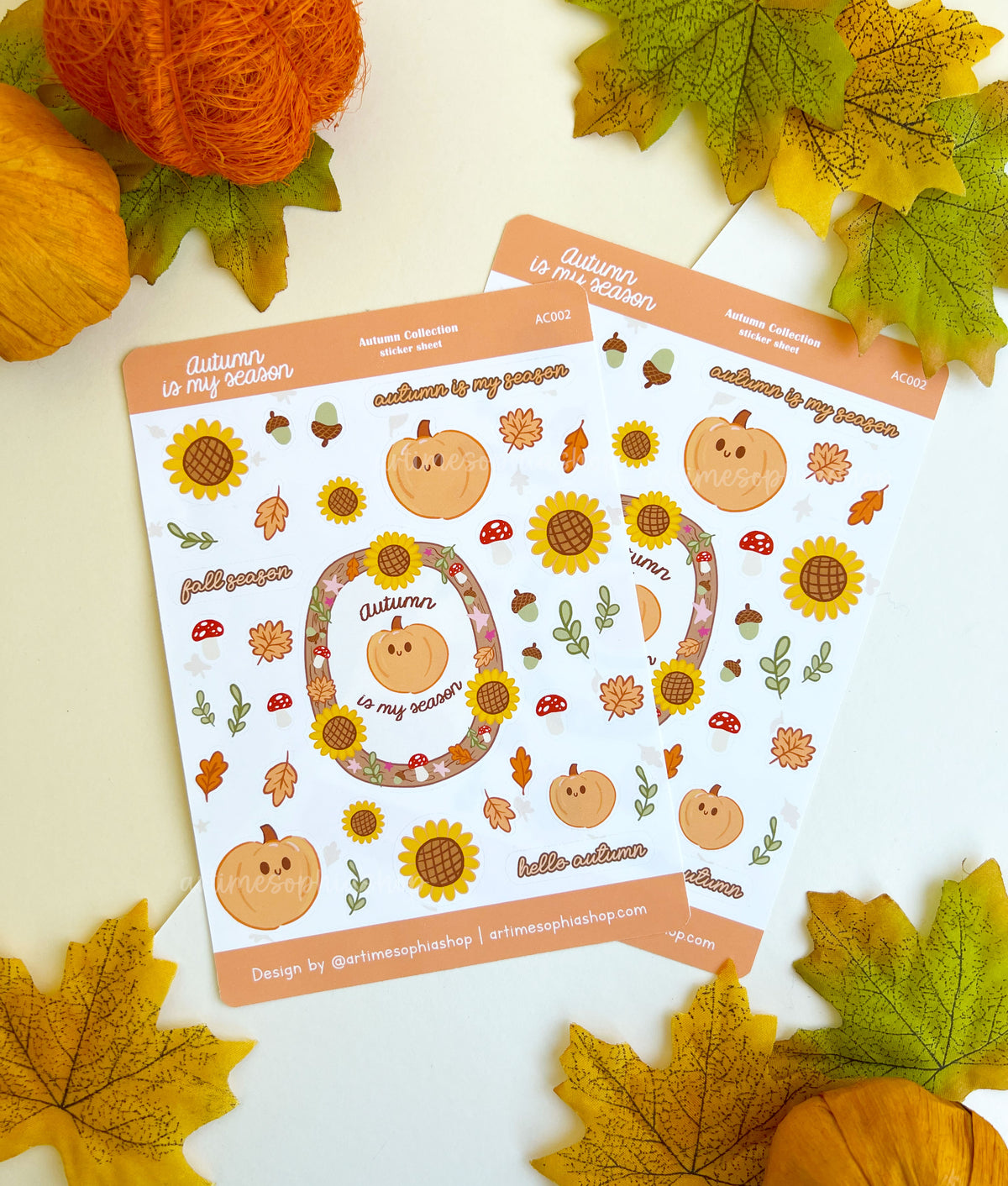 Autumn sticker sheet used to decorate an autumn journal