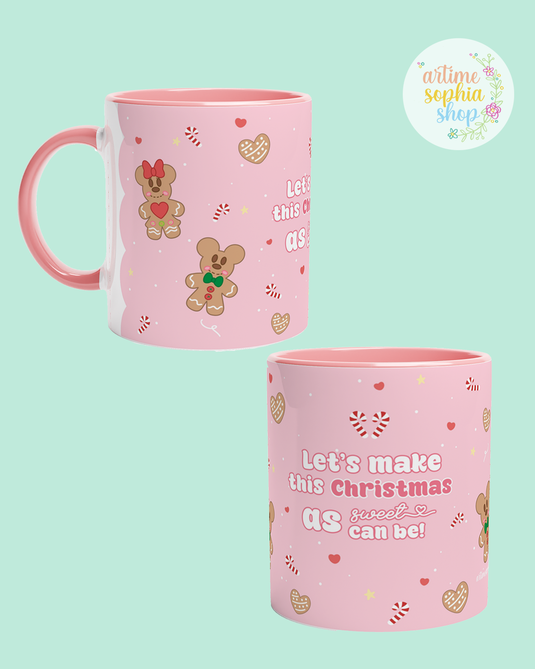 Festive ceramic mug perfect for hot chocolate and winter drinks. Featuring Gingerbread Mickey and Minnie. this mug is perfect for holiday drink lovers, gingerbread fans, and anyone who enjoys cozy Christmas mornings.