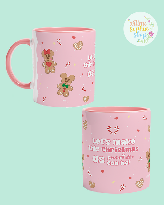 Festive ceramic mug perfect for hot chocolate and winter drinks. Featuring Gingerbread Mickey and Minnie. this mug is perfect for holiday drink lovers, gingerbread fans, and anyone who enjoys cozy Christmas mornings.