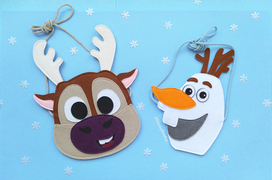 Cute handmade Olaf and Sven felt crossbody bag inspired by Frozen
