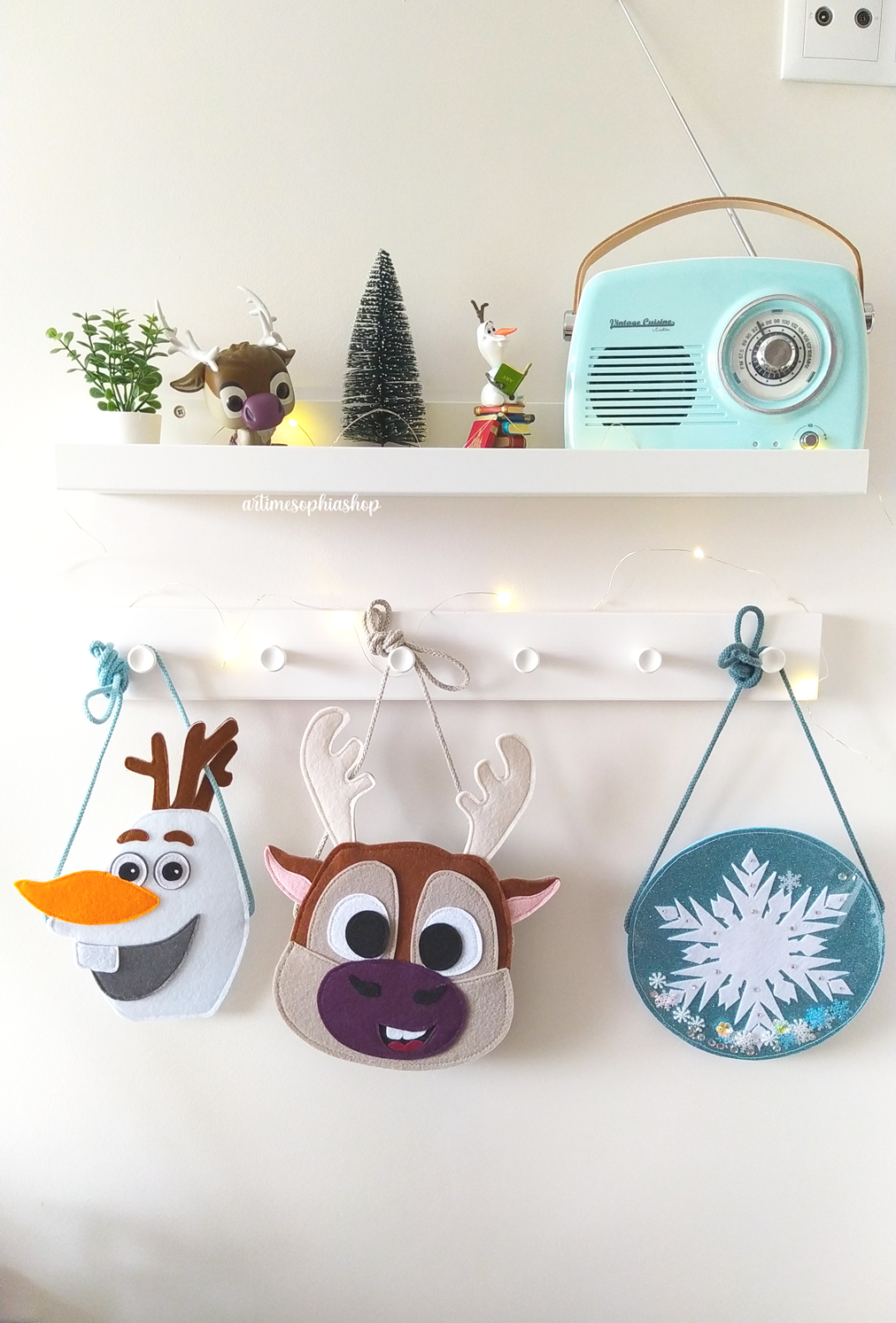 Cute handmade Olaf and Sven felt crossbody bag inspired by Frozen