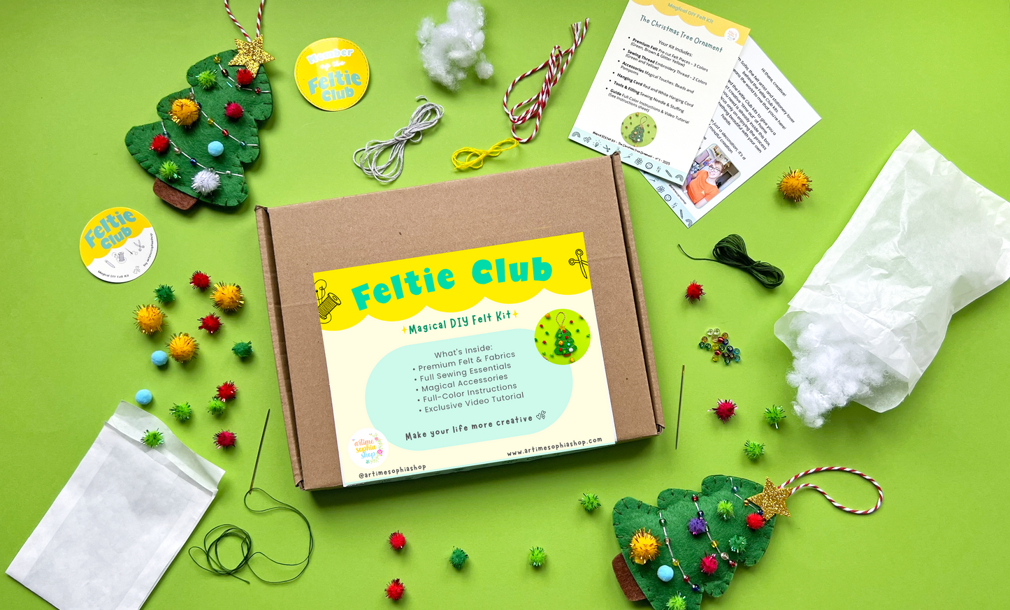 A magical DIY felt kit to craft your own Christmas Tree ornament. Perfect for creative souls and handmade gift lovers!