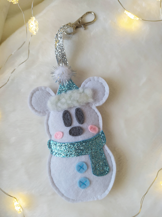 Mickey and Minnie Pastel Glitter Snowman Ornament, Christmas Tree stocking