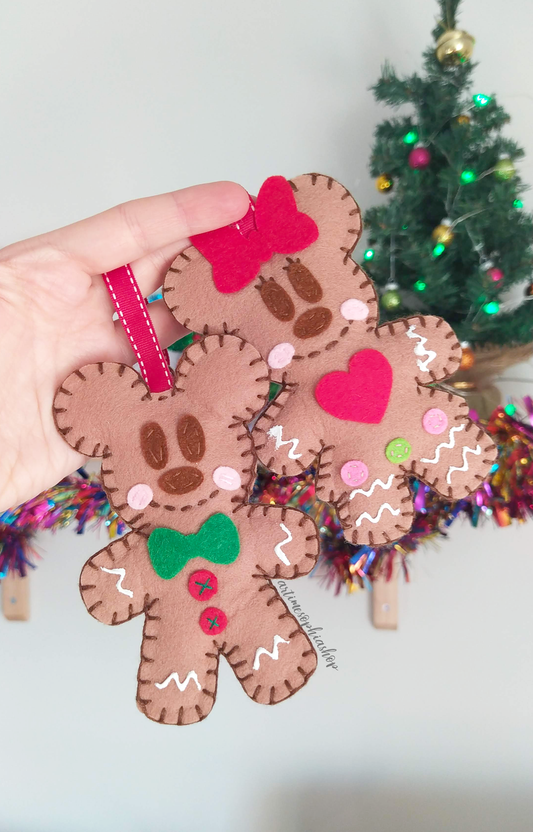 Mickey & Minnie, Chip & Dale Gingerbread keychain or Ornament Christmas