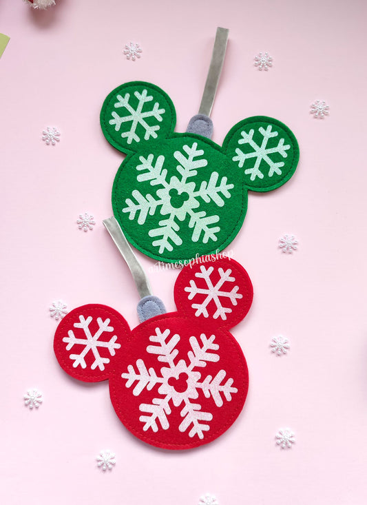 Felt Mickey Glitter Snowflake Hanging Bubble light Ornament