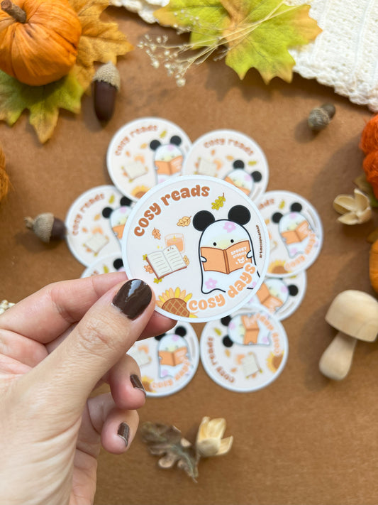 Cosy Reads, Cosy Days - Waterproof Sticker