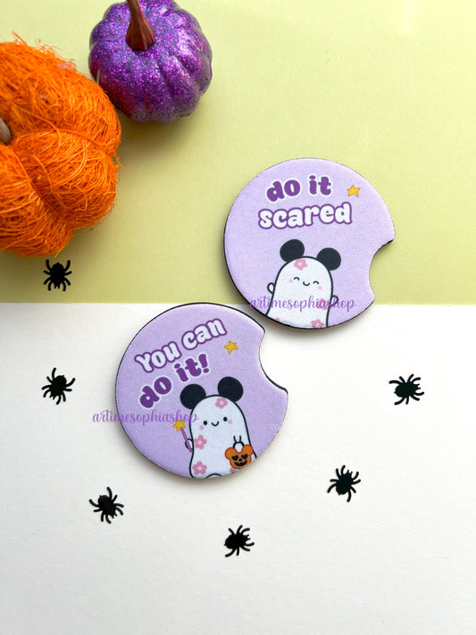 You can do it! Do it scared! – Car Coasters (Set of 2)
