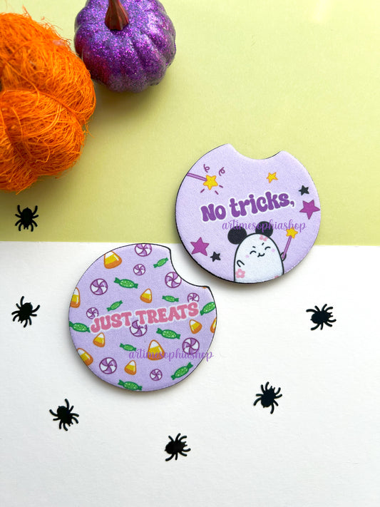 No tricks, Just treats – Car Coasters (Set of 2)