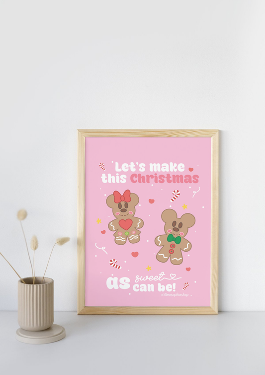 Gingerbread Mickey and Minnie Art Print - Christmas Collection