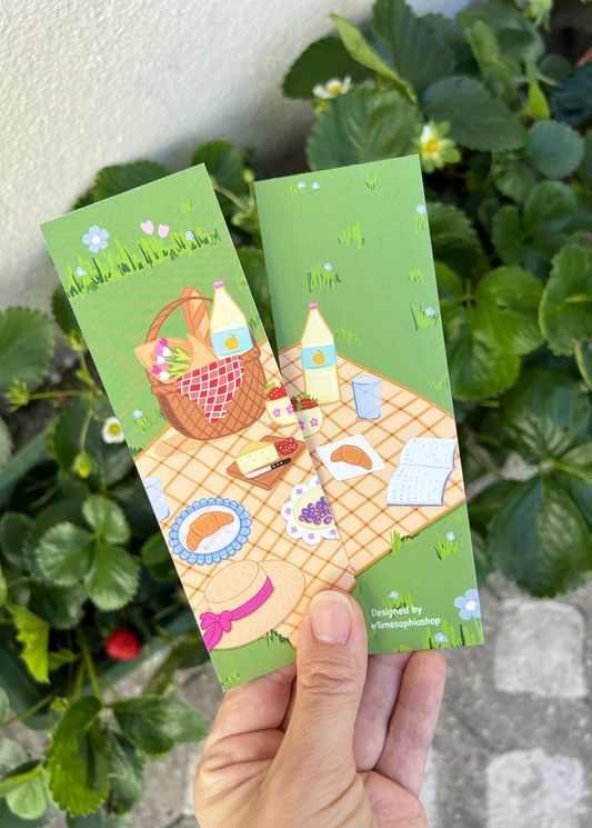 Floral bookmark inspired by a dreamy spring garden picnic
